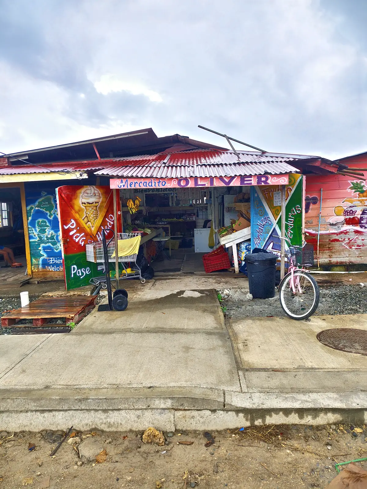A painted shopfront on a street in Bocas Town